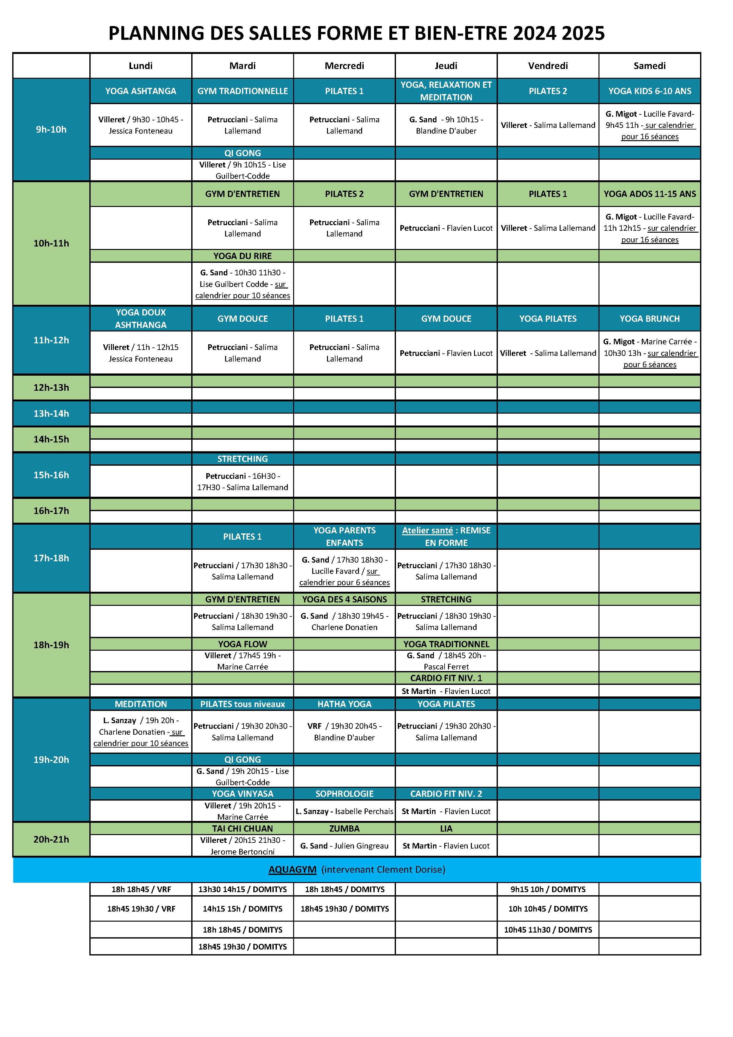 Planning FBE officiel 2024 2025 lAubriere Asso